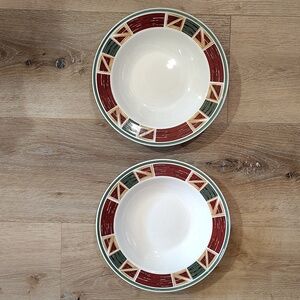 Tienshan Prairie Multicolor Ceramic Dinnerware large bowls Set of 2